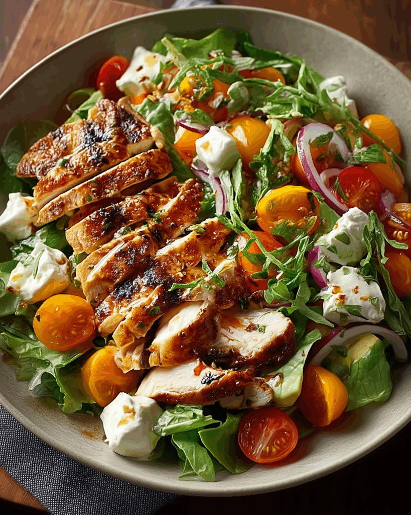 BBQ-Hähnchen-Salat mit geschnittenem Grill-Hähnchen – Herzhaftes Salatvergnügen