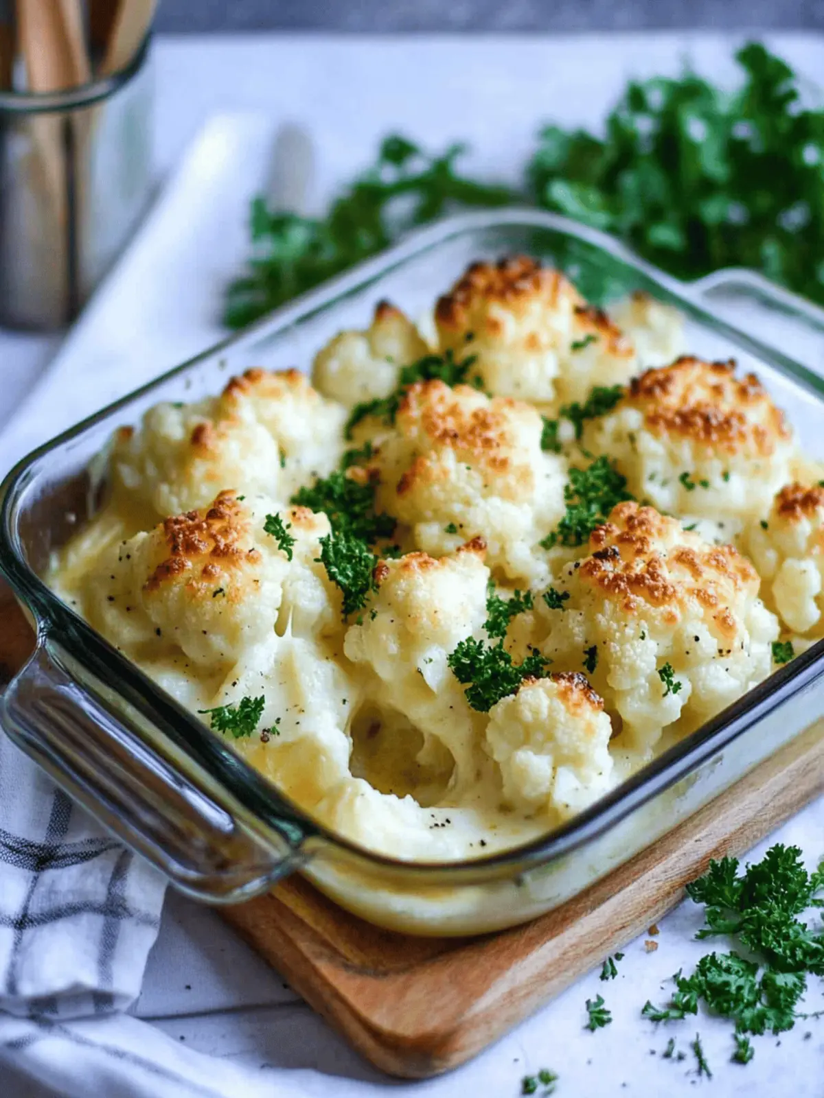 Low Carb Blumenkohlauflauf mit Käse überbacken