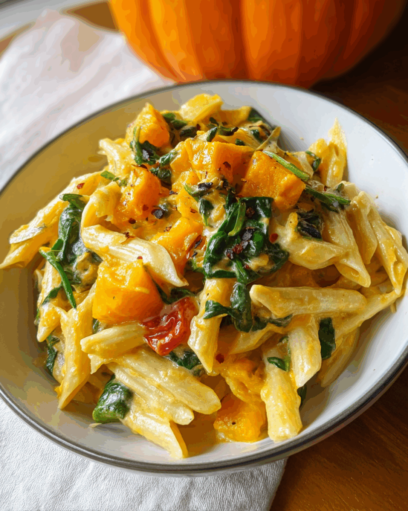 Pasta mit Kürbis und Spinat – Ein herbstliches Wohlfühlessen voller Geschmack und Nährstoffe
