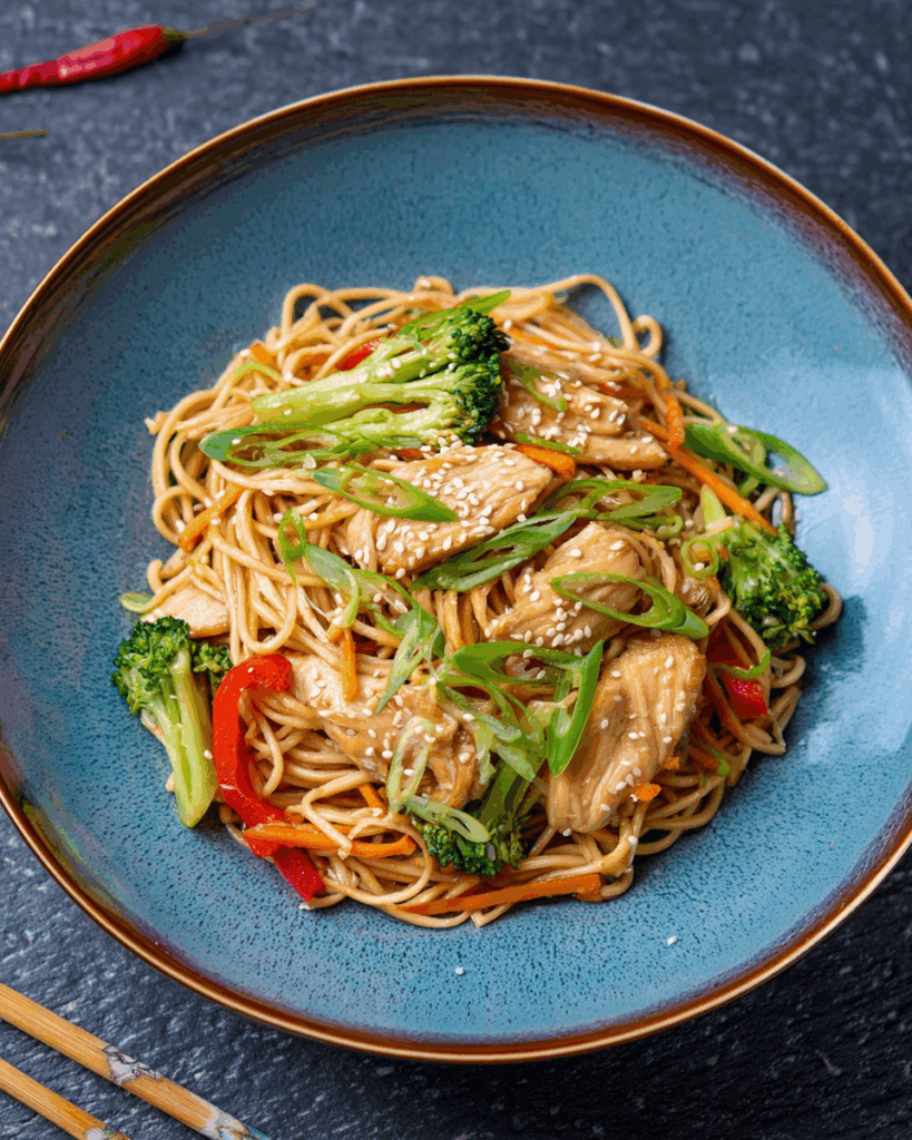 Chinesische gebratene Nudeln mit Hähnchen – Ein Klassiker der asiatischen Küche