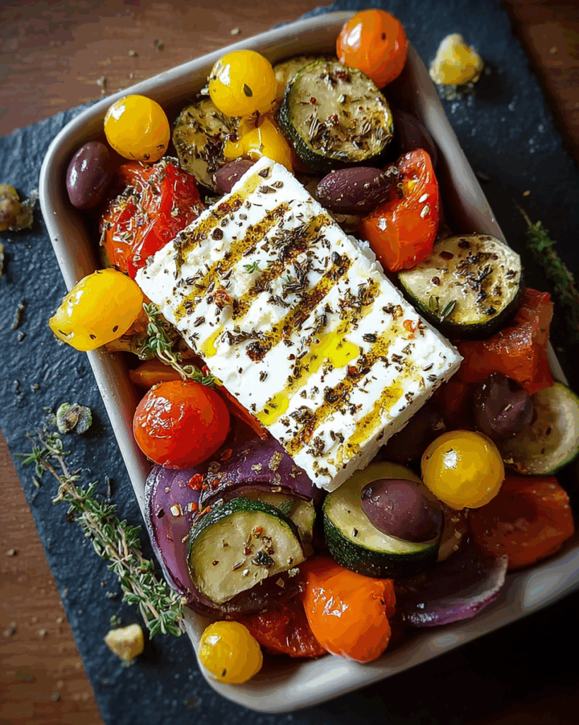 Gebackener Feta auf mediterranem Gemüse – Ein kulinarischer Hochgenuss