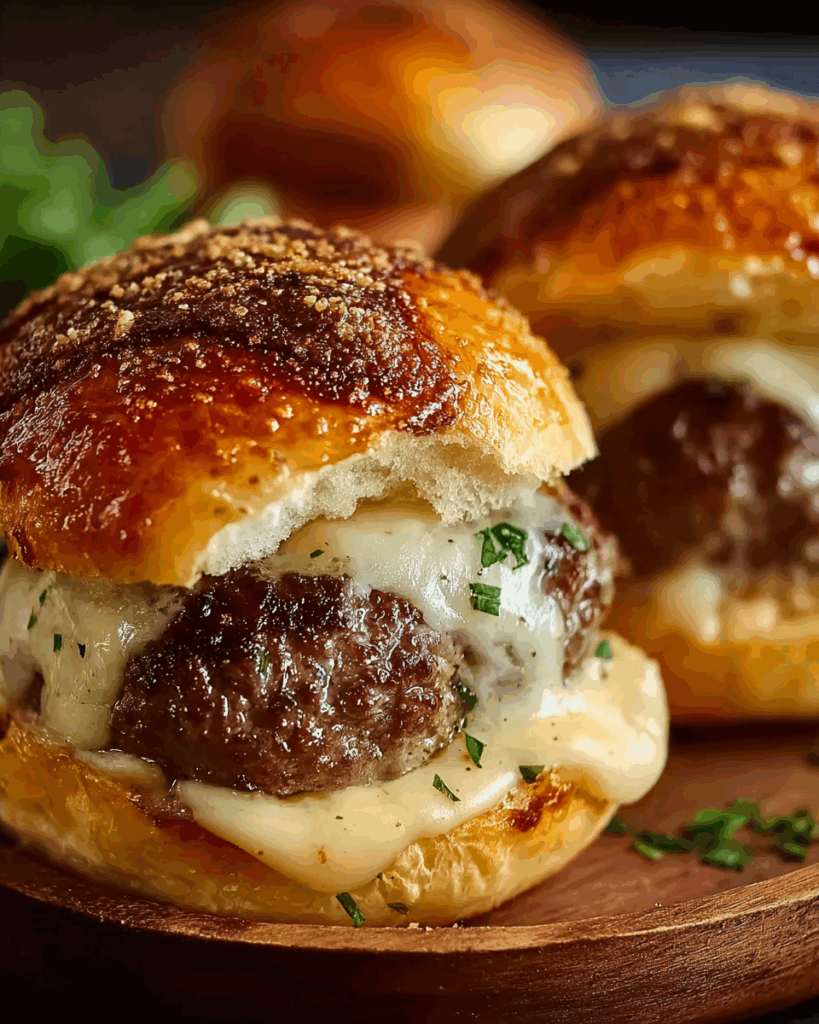 Knoblauch-Parmesan-Cheeseburger-Bomben – Ein unwiderstehlicher Snack für jede Gelegenheit