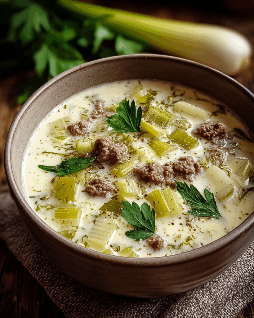 Käse-Lauch-Suppe mit Hackfleisch – Ein herzhaft-cremiger Klassiker