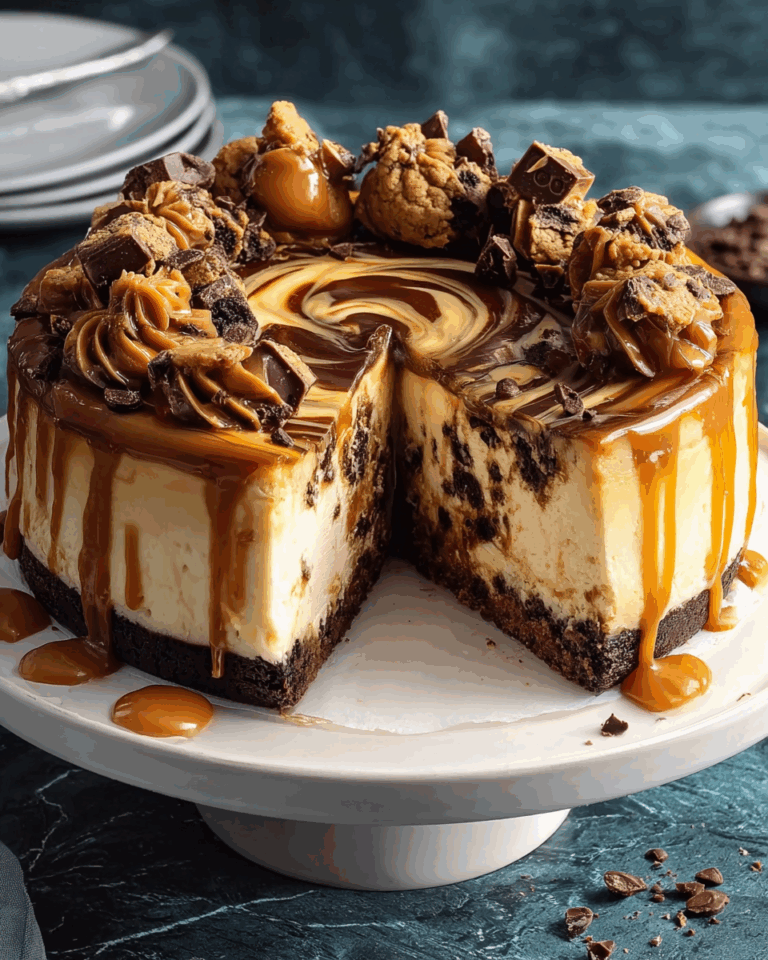 Käsekuchen mit Keksteig und gesalzenem Karamell-Swirl – Ein wahres Meisterwerk aus cremigem Käsekuchen, zartem Keksteig und gesalzenem Karamell
