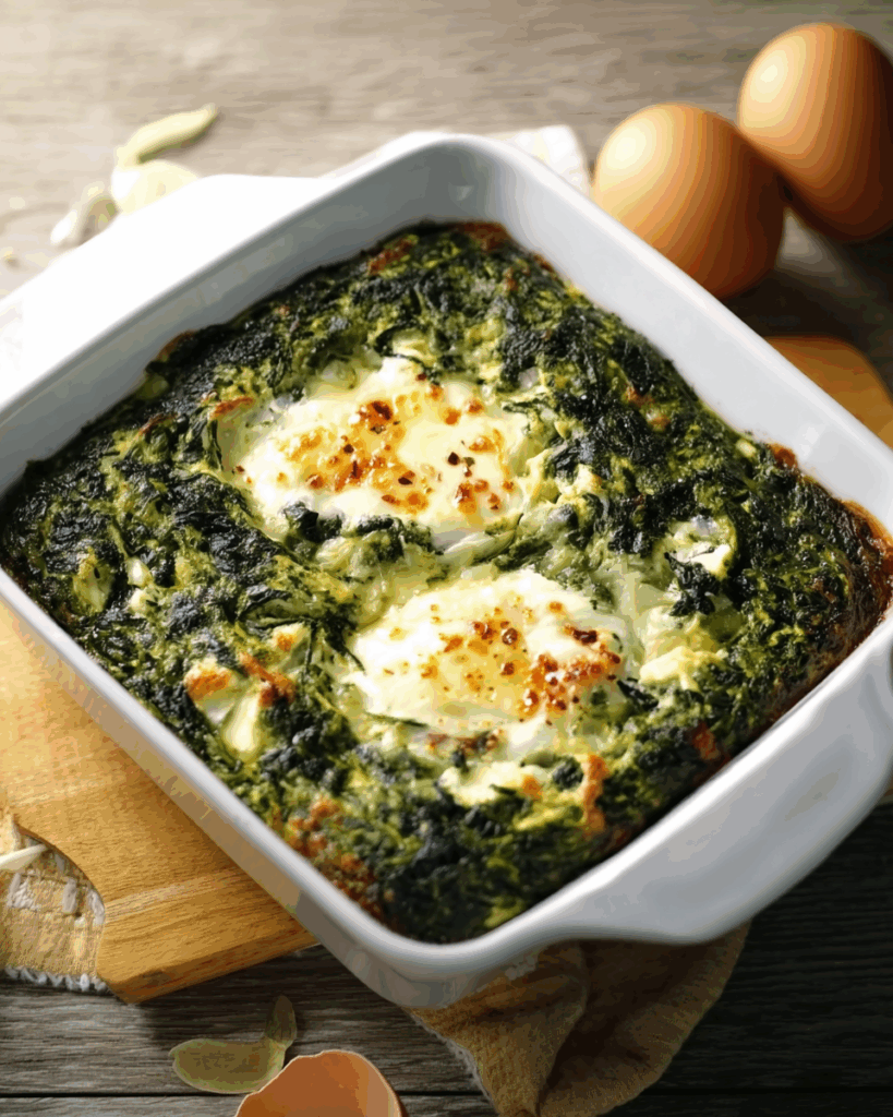 Spinatauflauf mit Feta – Ein herzhaftes Low-Carb-Gericht mit cremigem Frischkäse und würzigem Feta