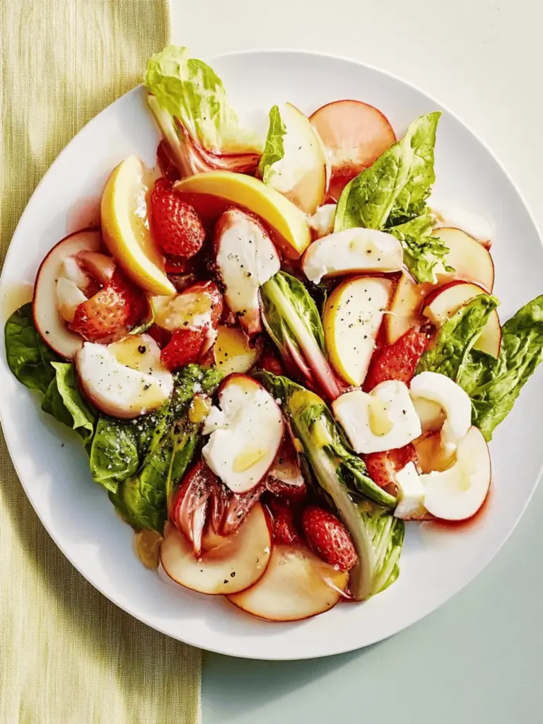 Bunter Blattsalat mit Pfirsichen
