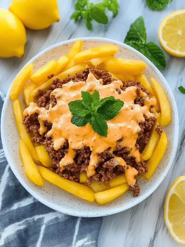 Loaded Fries mit Hackfleisch und Cheddar