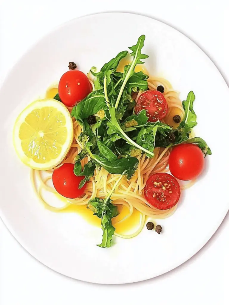 Gluten-free spaghetti with tomatoes and arugula