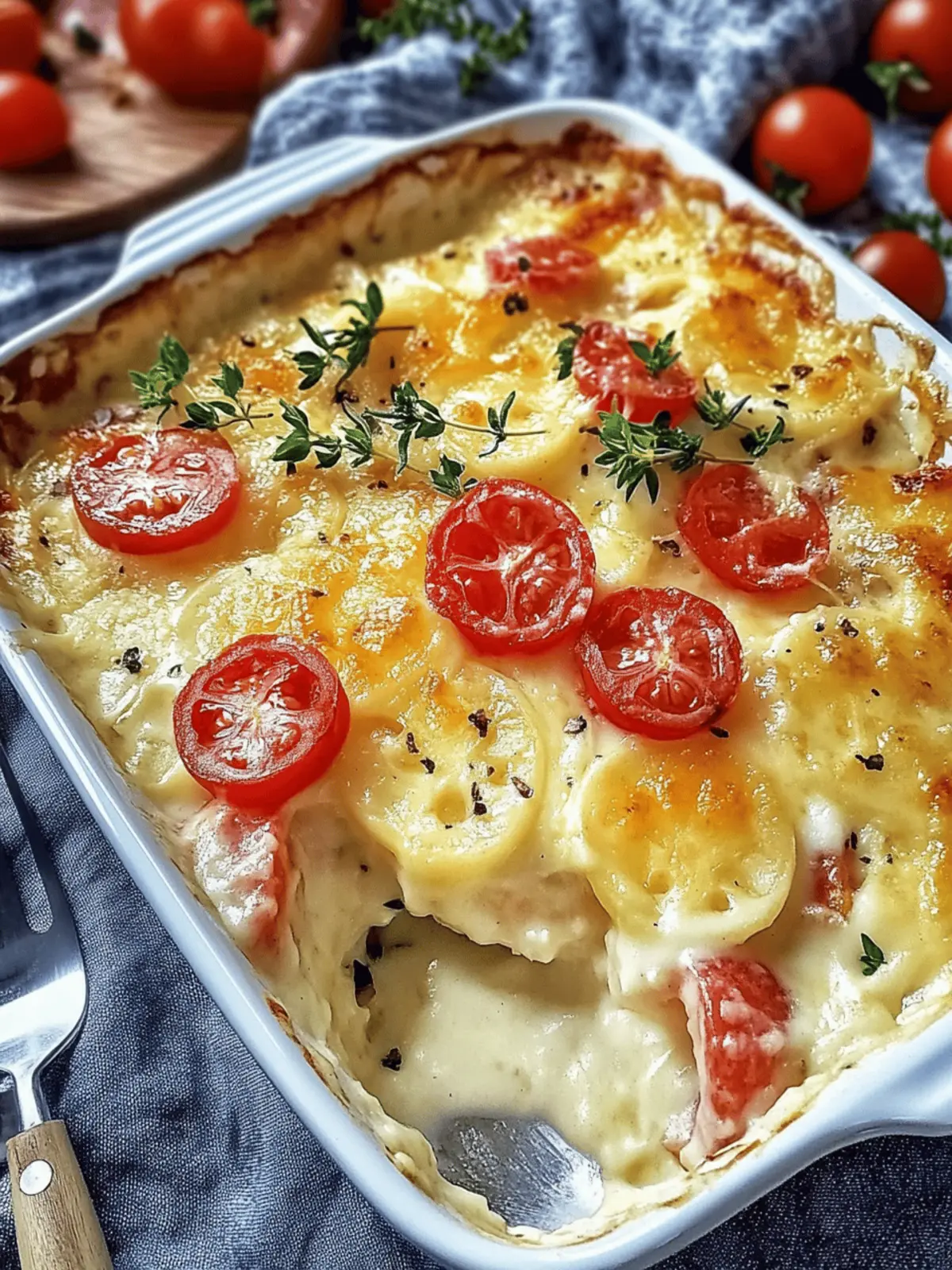 Kartoffel-Kohlrabi-Gratin mit Tomaten