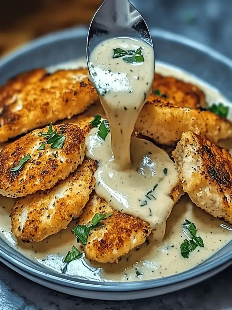 Parmesan-Hähnchen mit cremiger Knoblauchsoße