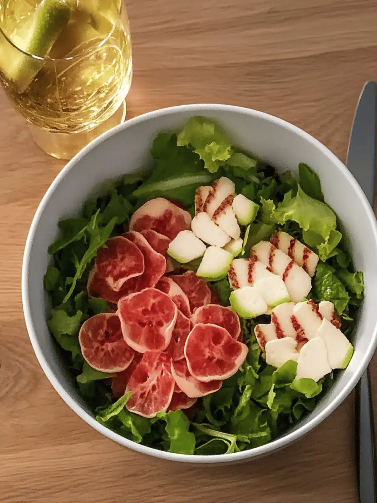 Herbstsalat mit Grapefruit und gegrilltem Halloumi