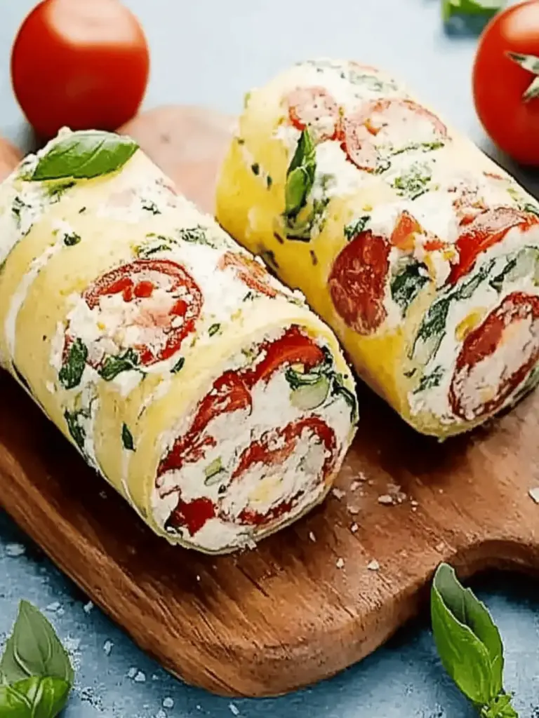 Zucchini-Rolle mit Feta und Tomaten