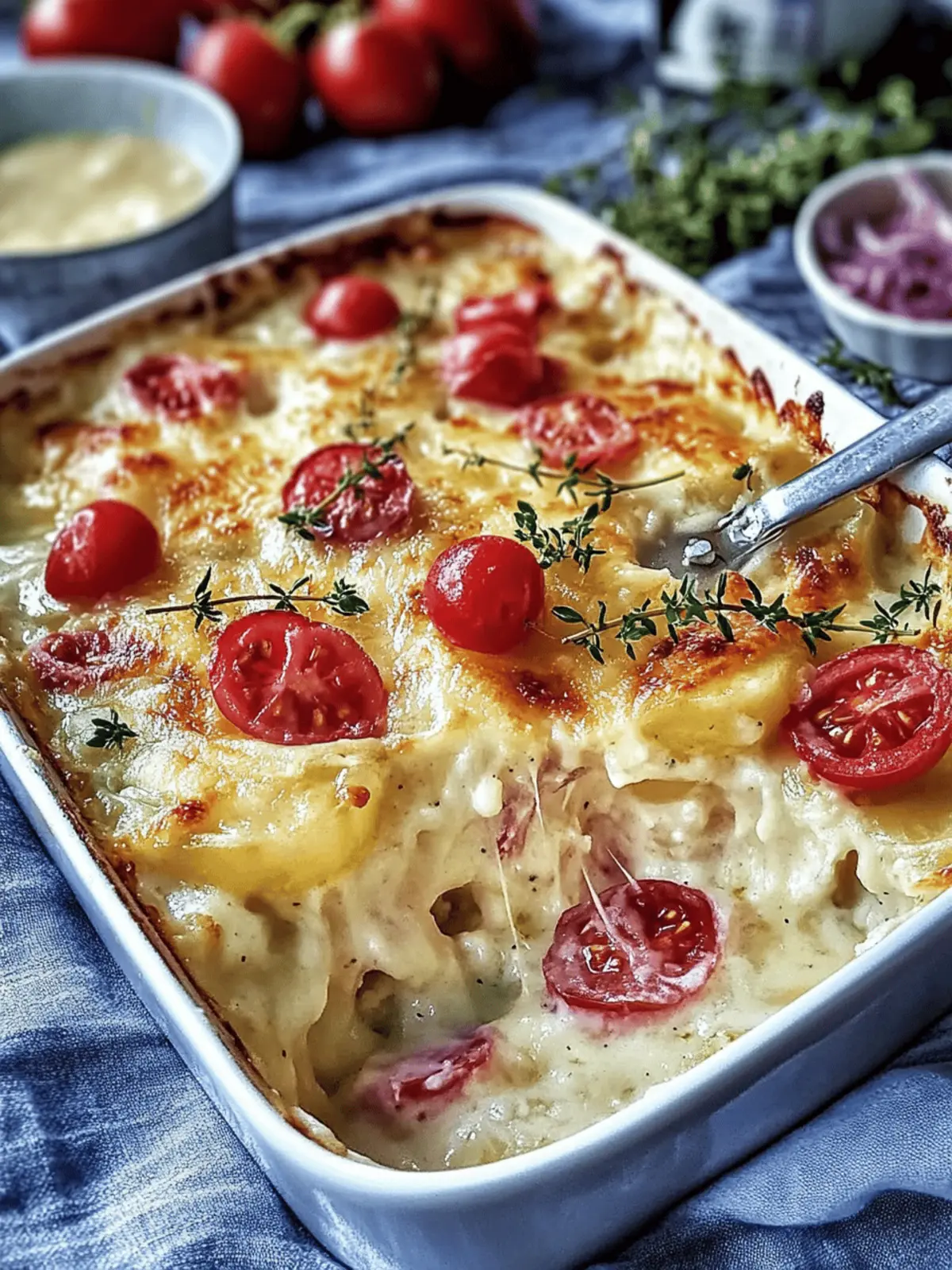 Kartoffel-Kohlrabi-Gratin mit Tomaten