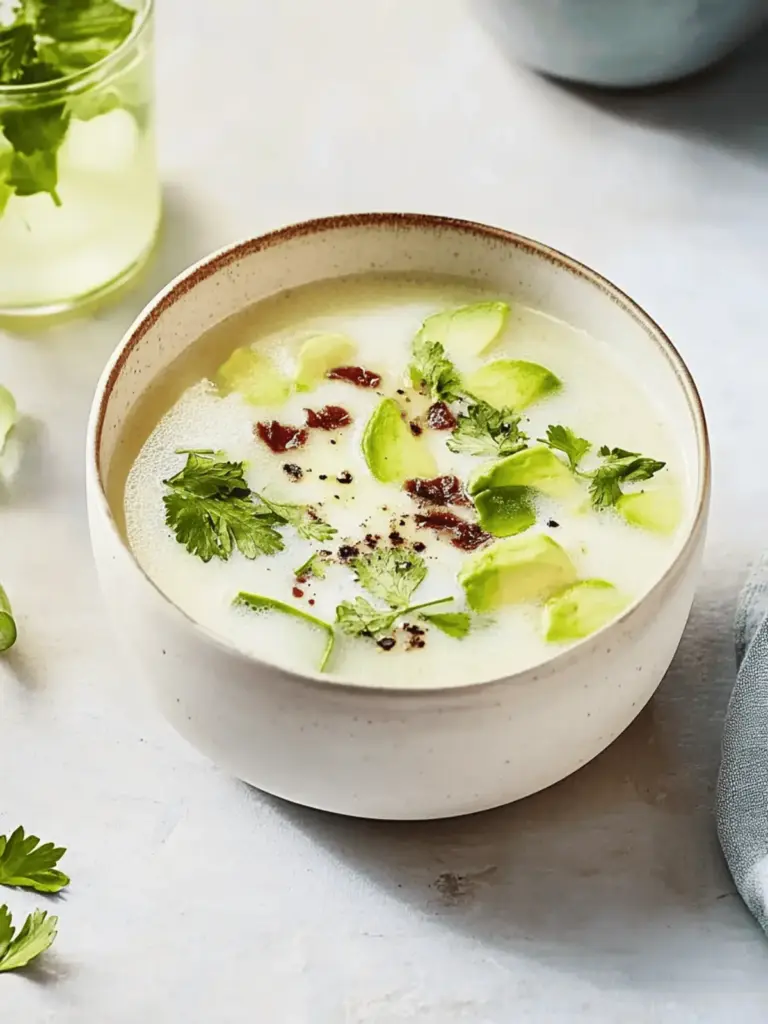 Cold potato soup with bacon and leek