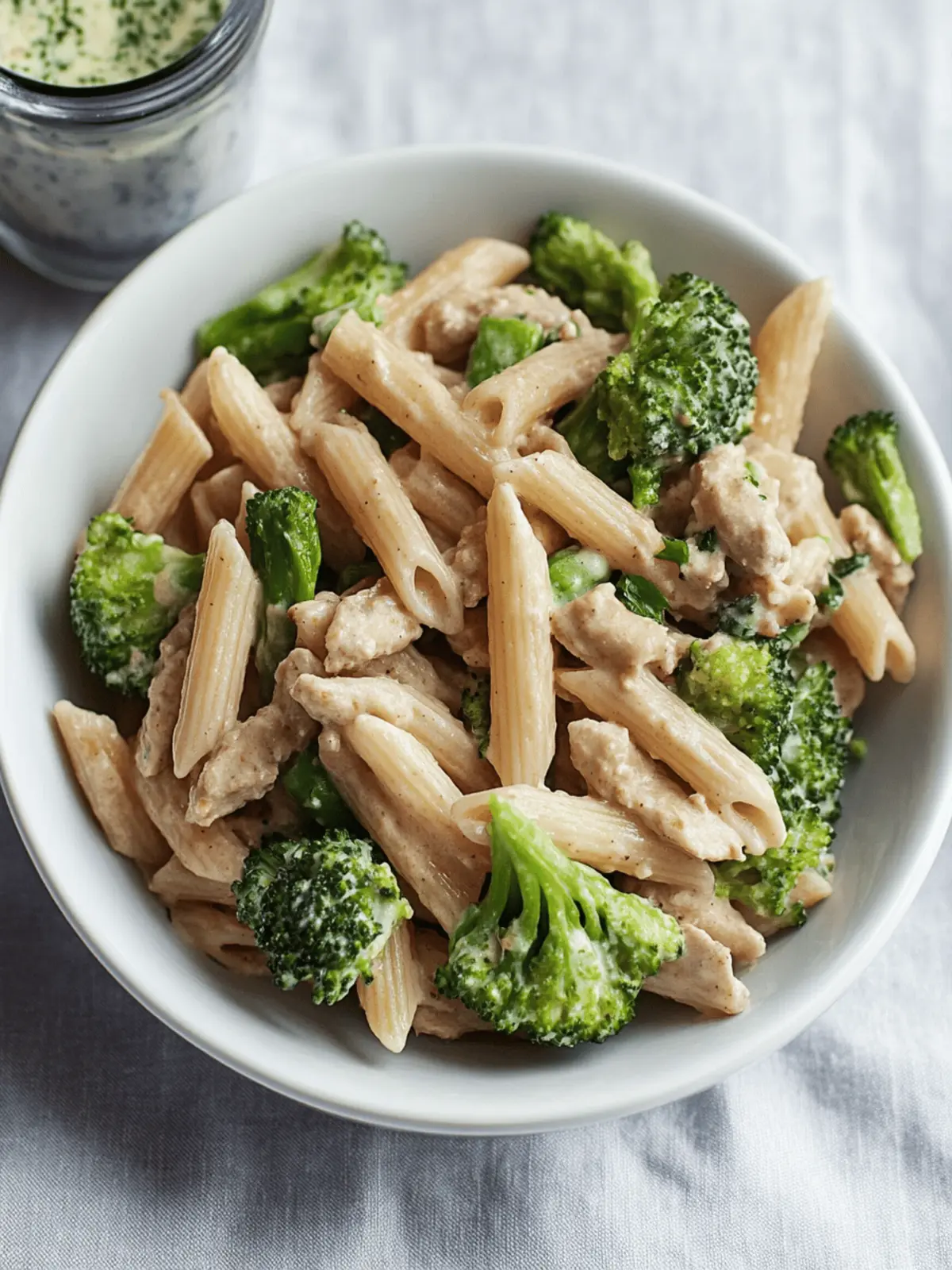 Cremige Penne mit Huhn und Brokkoli