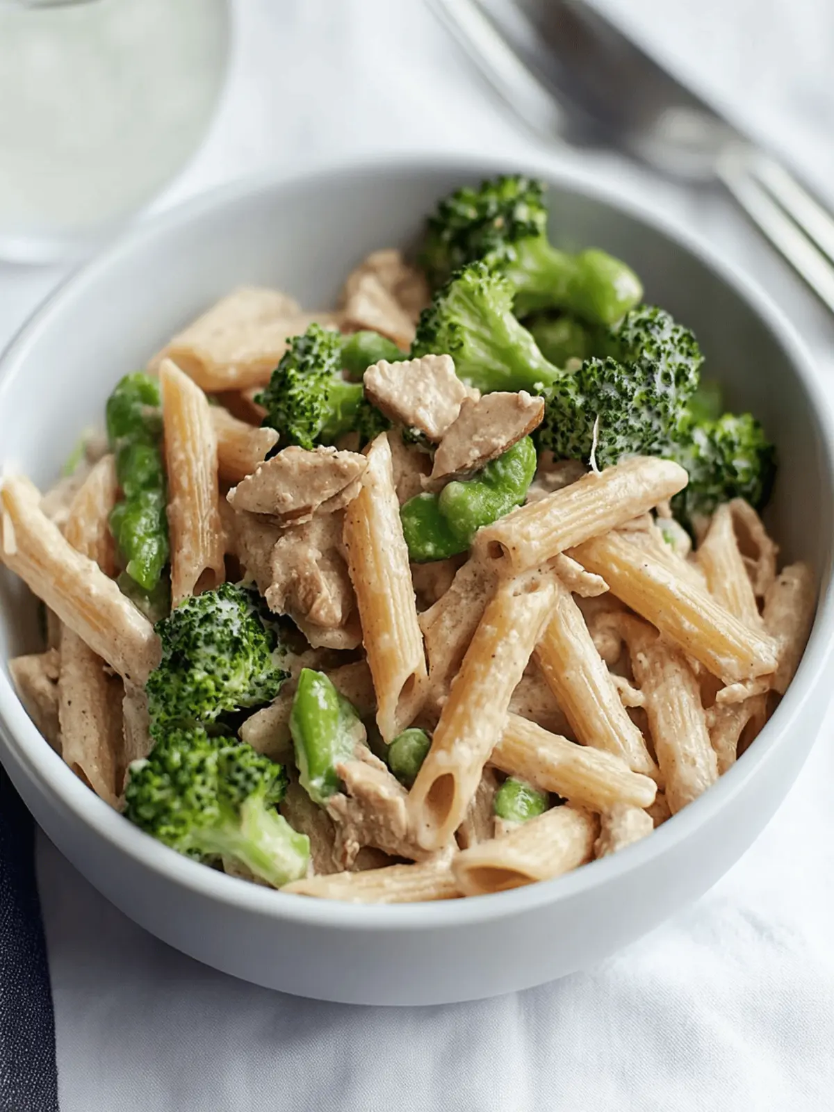 Cremige Penne mit Huhn und Brokkoli