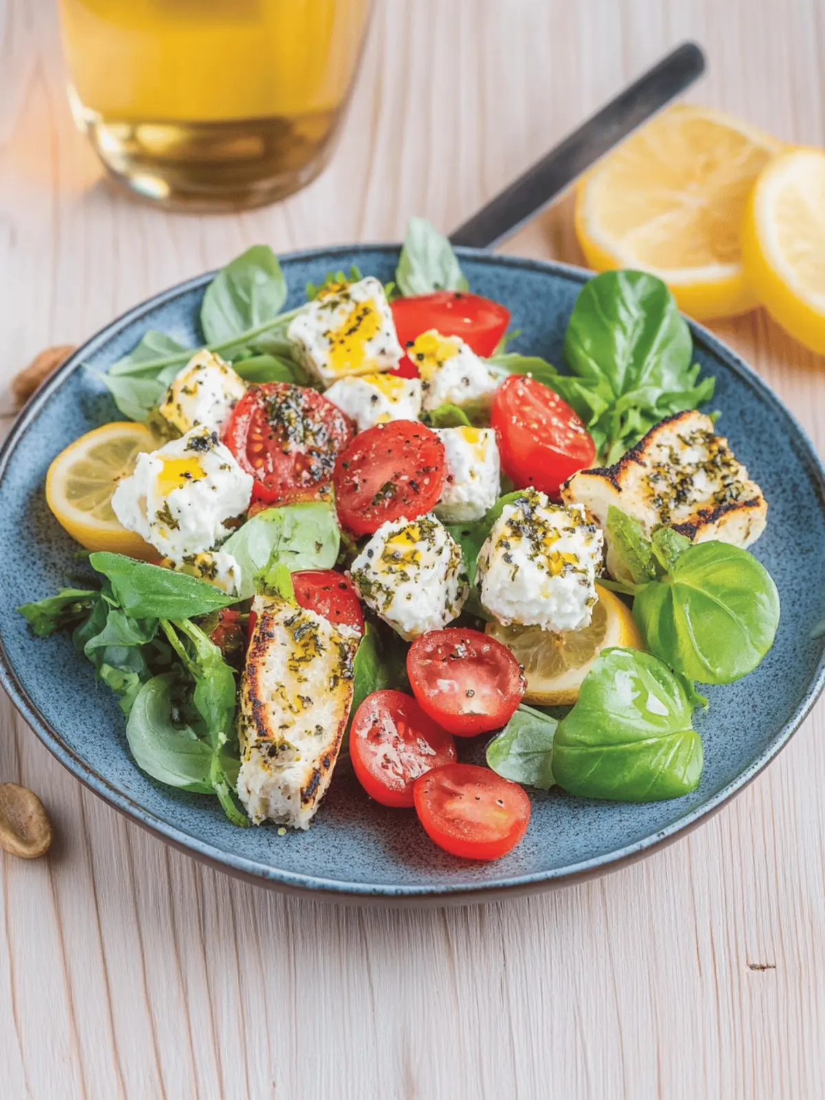 Fetakäse im Kräutermantel mit Salat