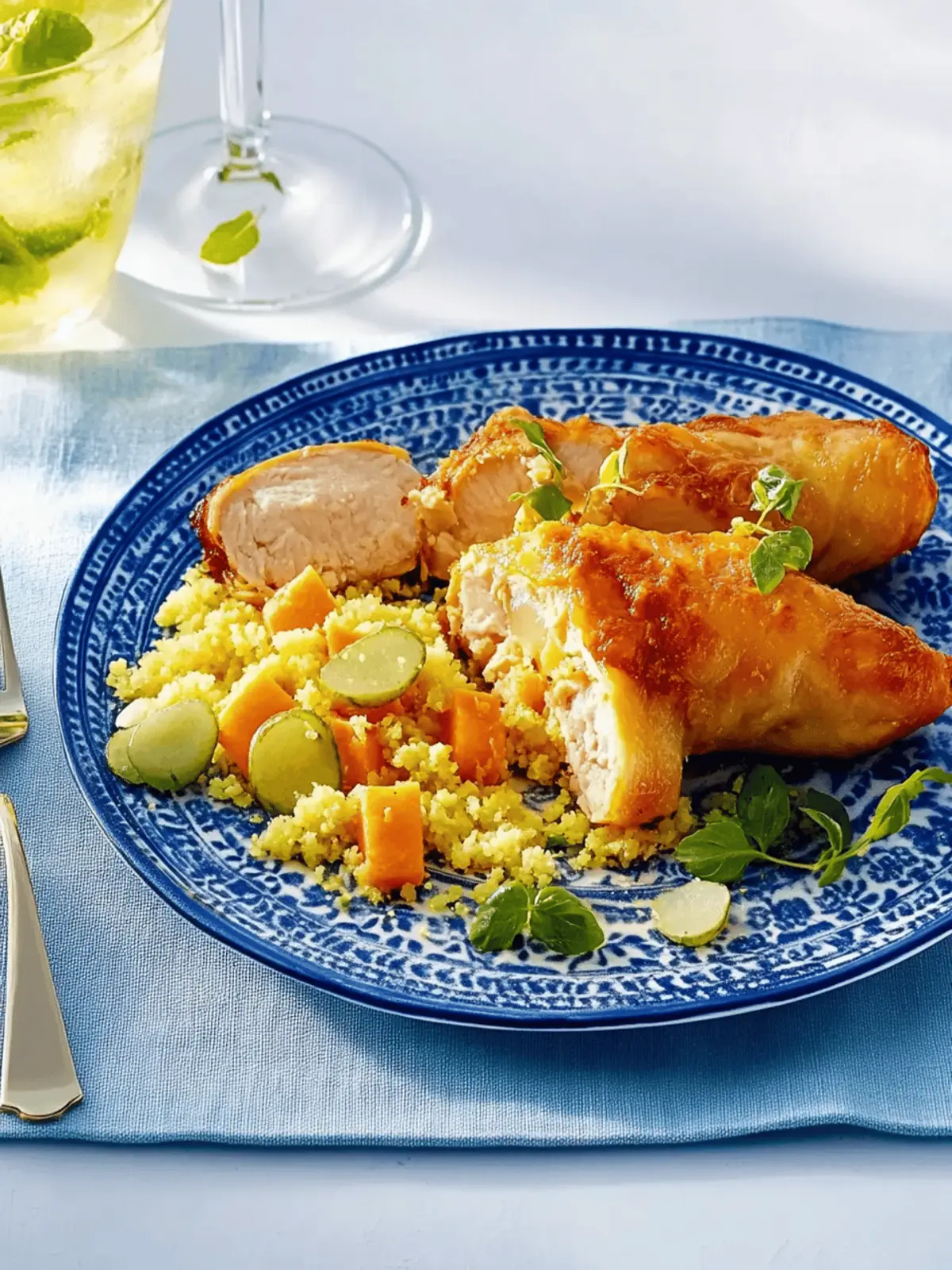 Stuffed chicken thighs with beans and bulgur salad