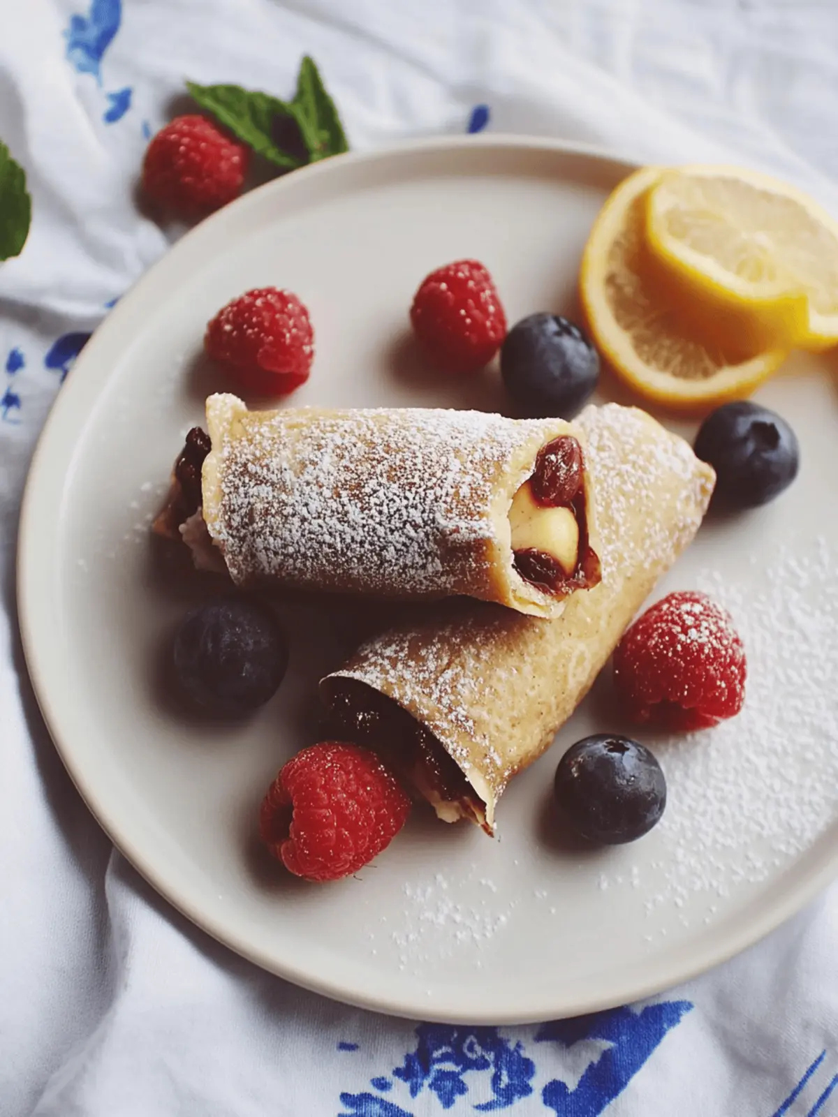Filled whole grain pancake with banana and chocolate