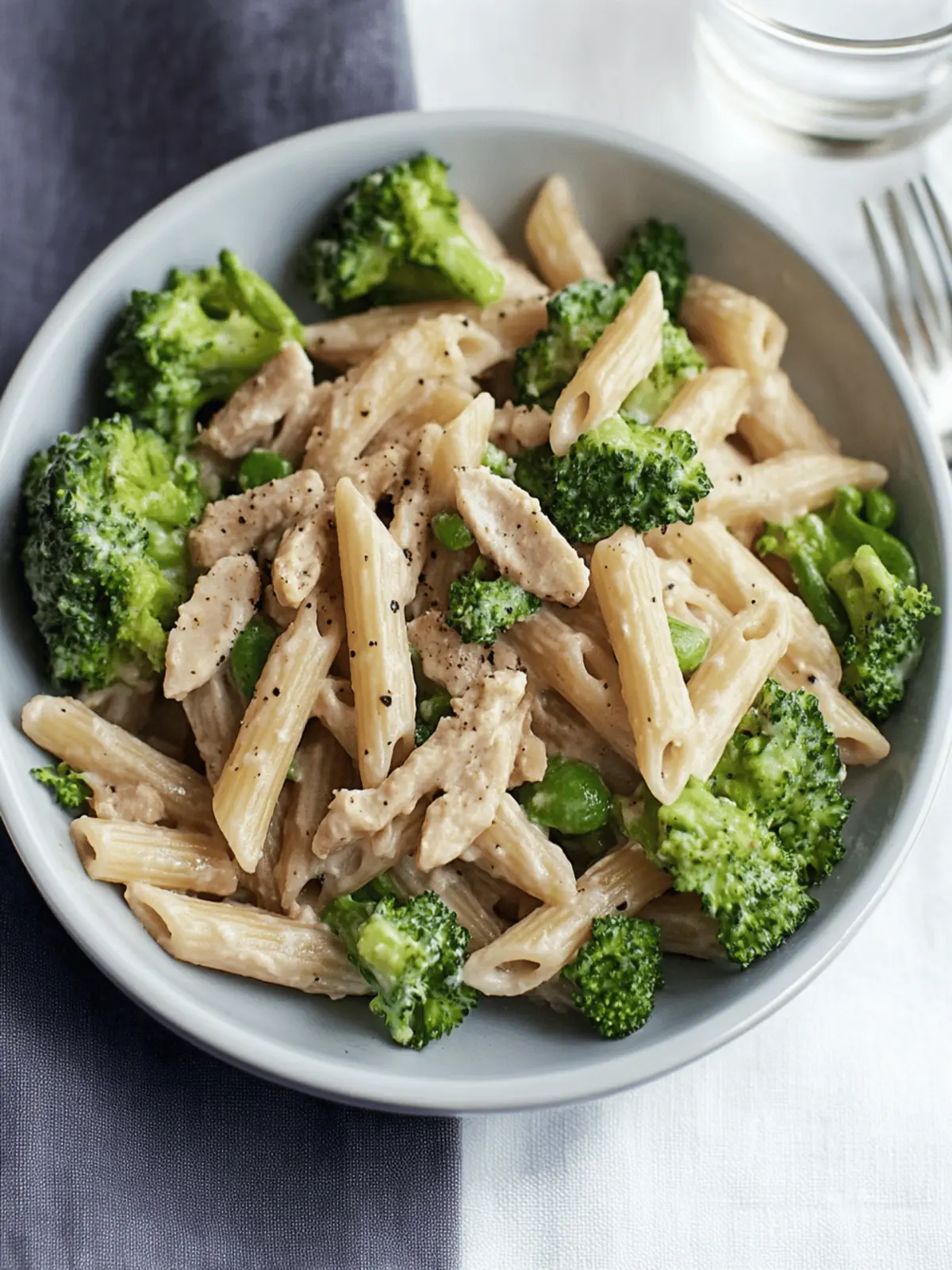 Cremige Penne mit Huhn und Brokkoli