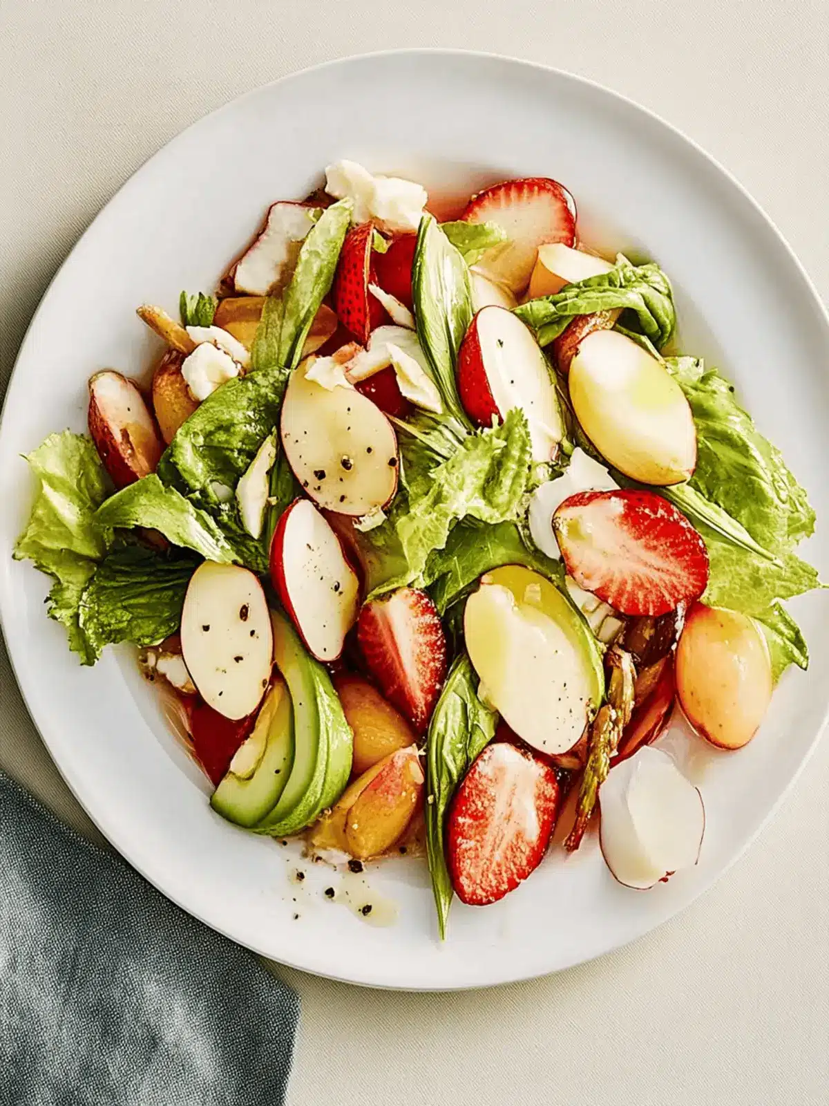 Bunter Blattsalat mit Pfirsichen