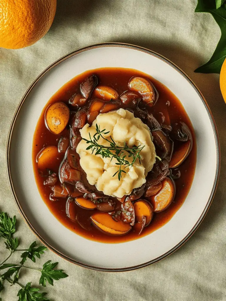 Veganes Gulasch mit Pilzen und Semmelknödeln