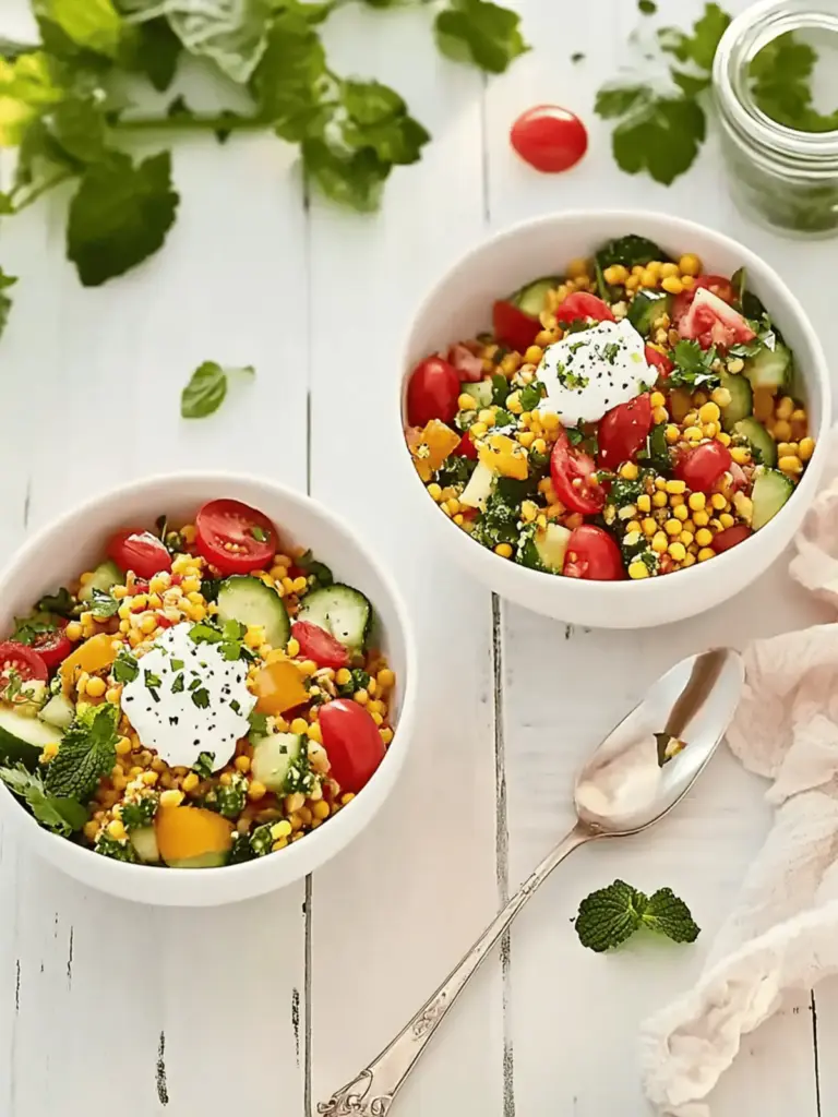 Bulgursalat mit frischem Minz-Dip genießen