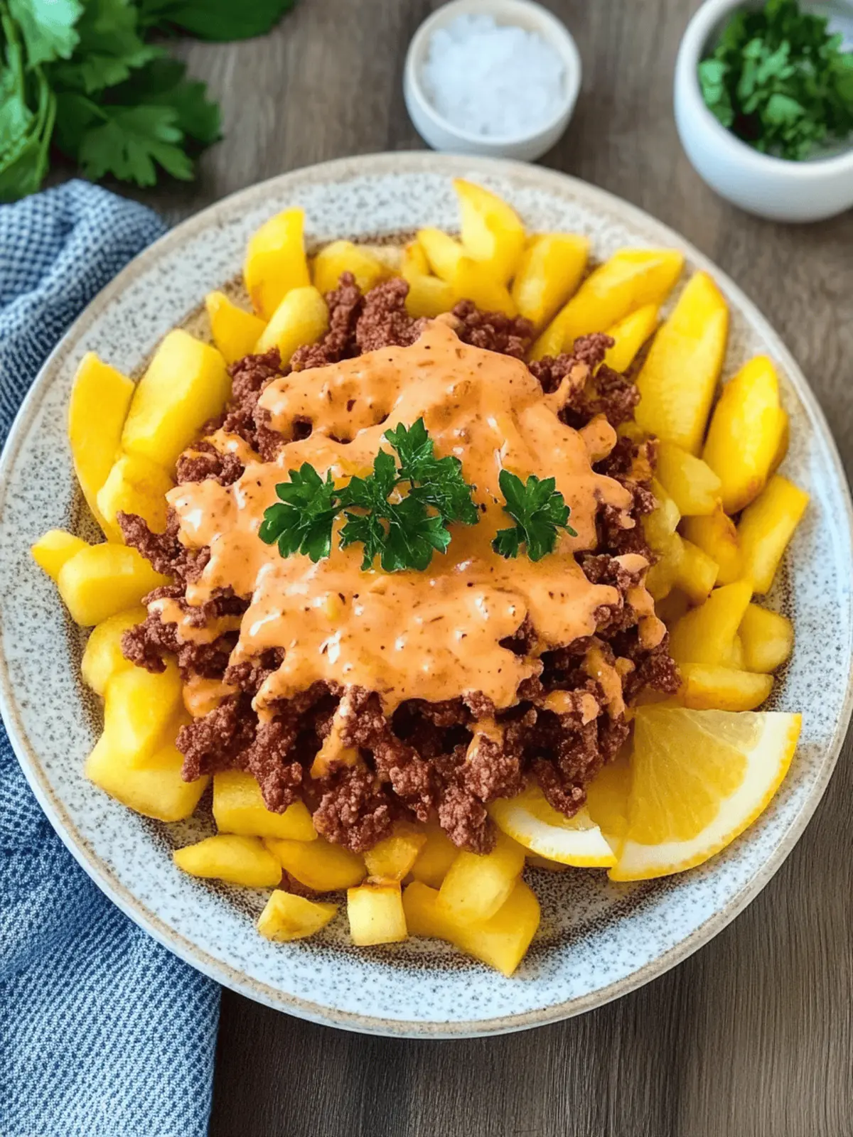 Loaded Fries mit Hackfleisch und Cheddar