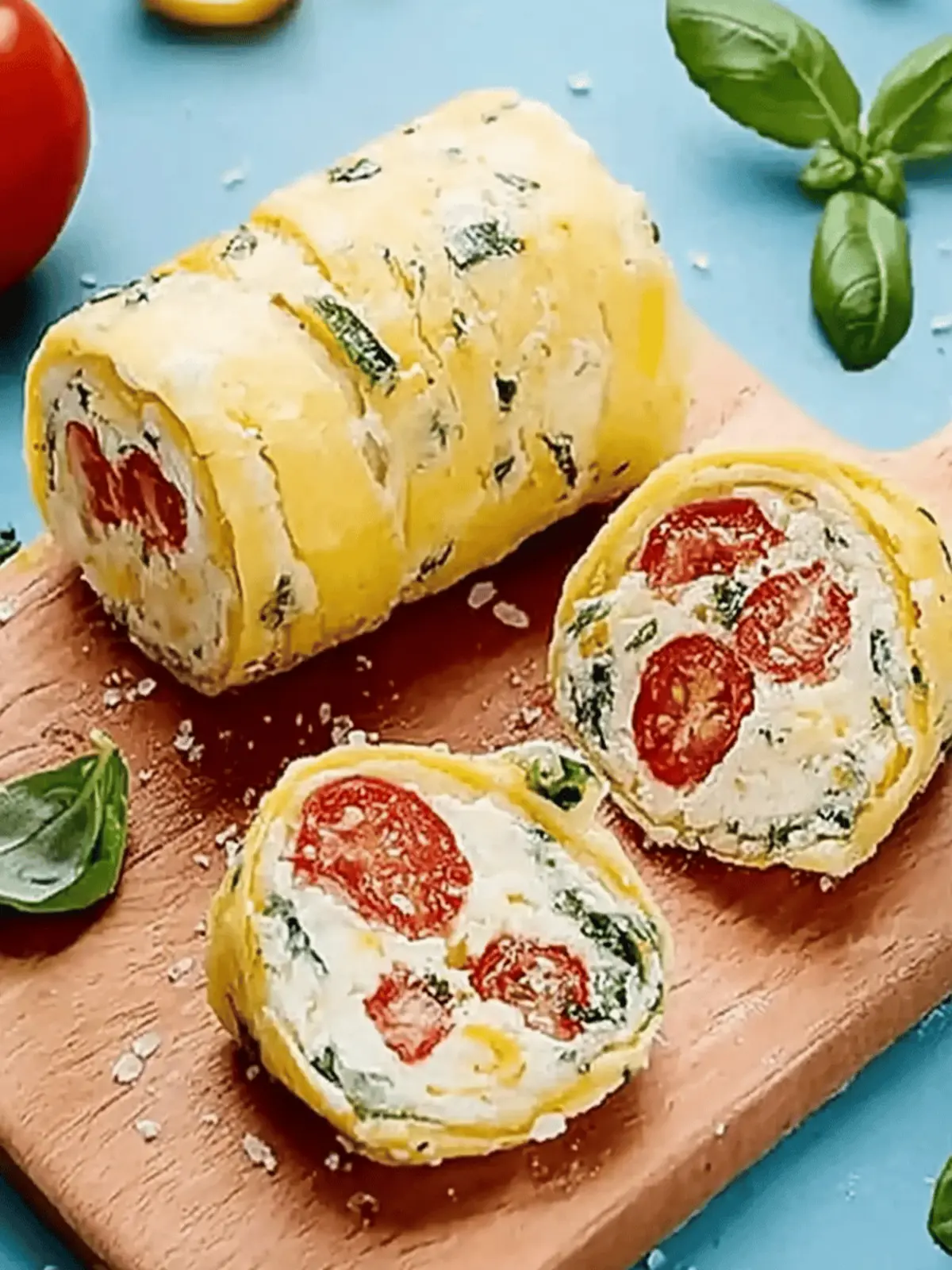 Zucchini-Rolle mit Feta und Tomaten