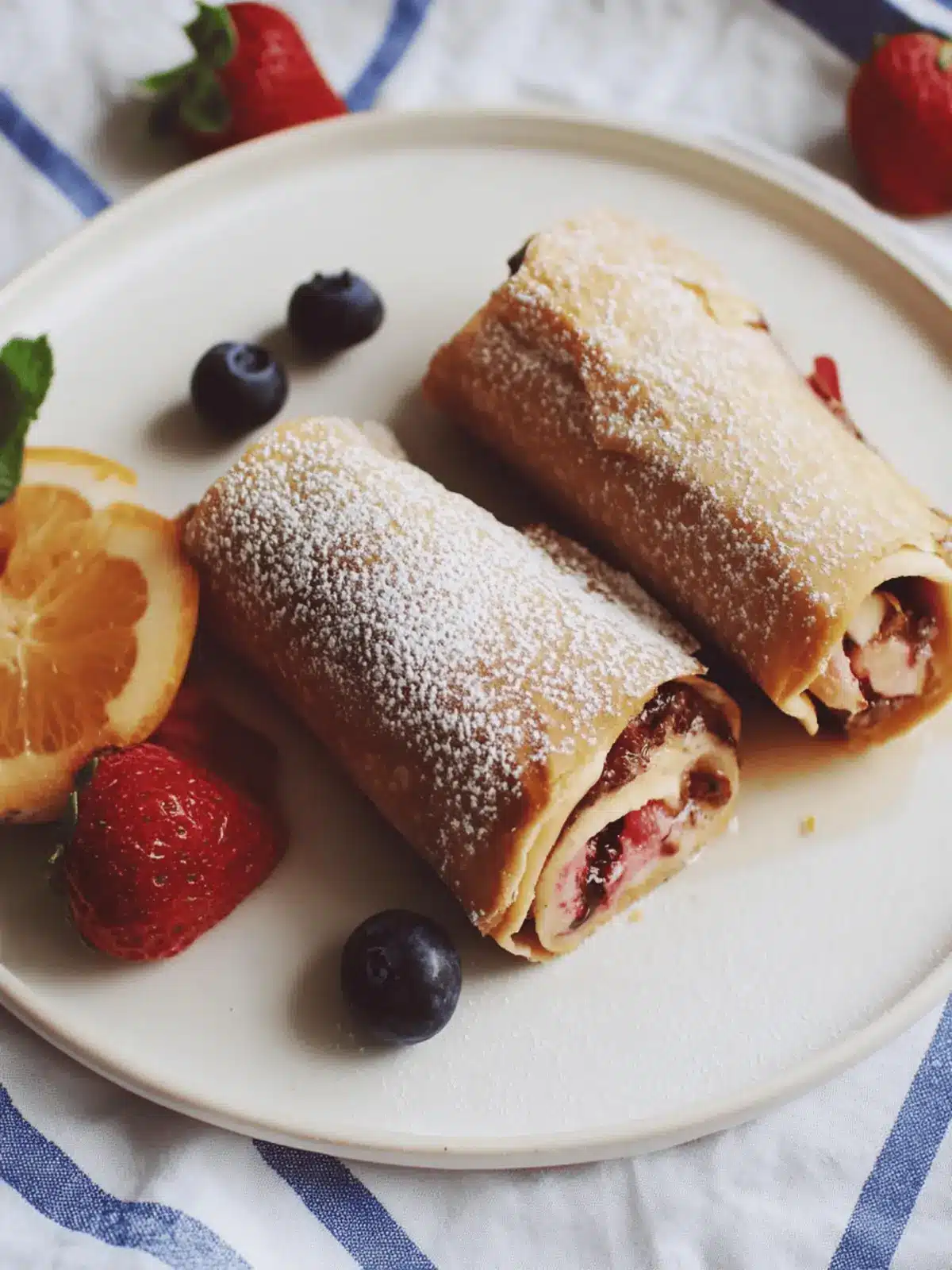 Filled whole grain pancake with banana and chocolate