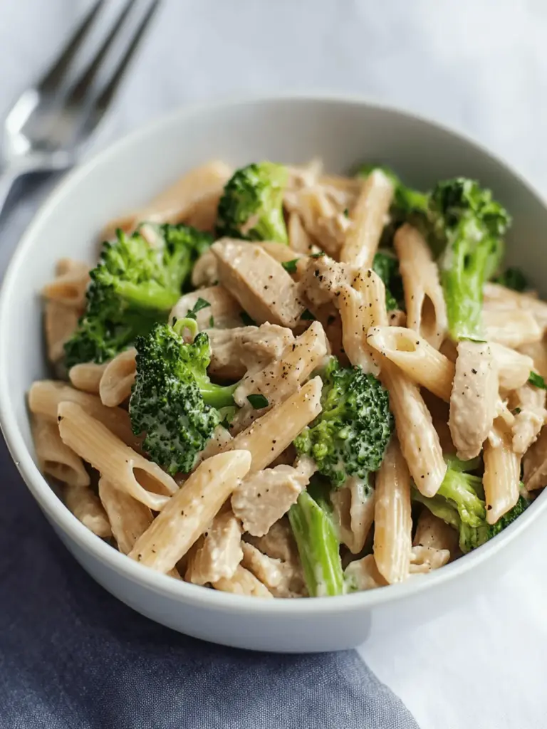 Cremige Penne mit Huhn und Brokkoli