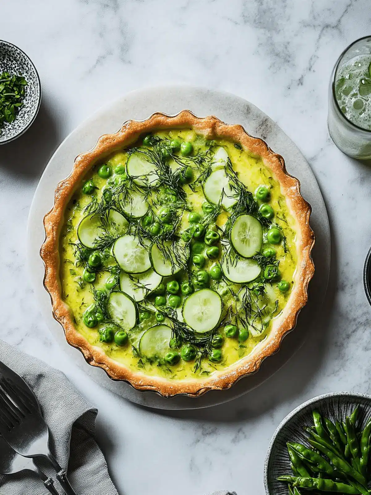 Grüne Frühlings-Quiche mit Erbsen und Kartoffeln