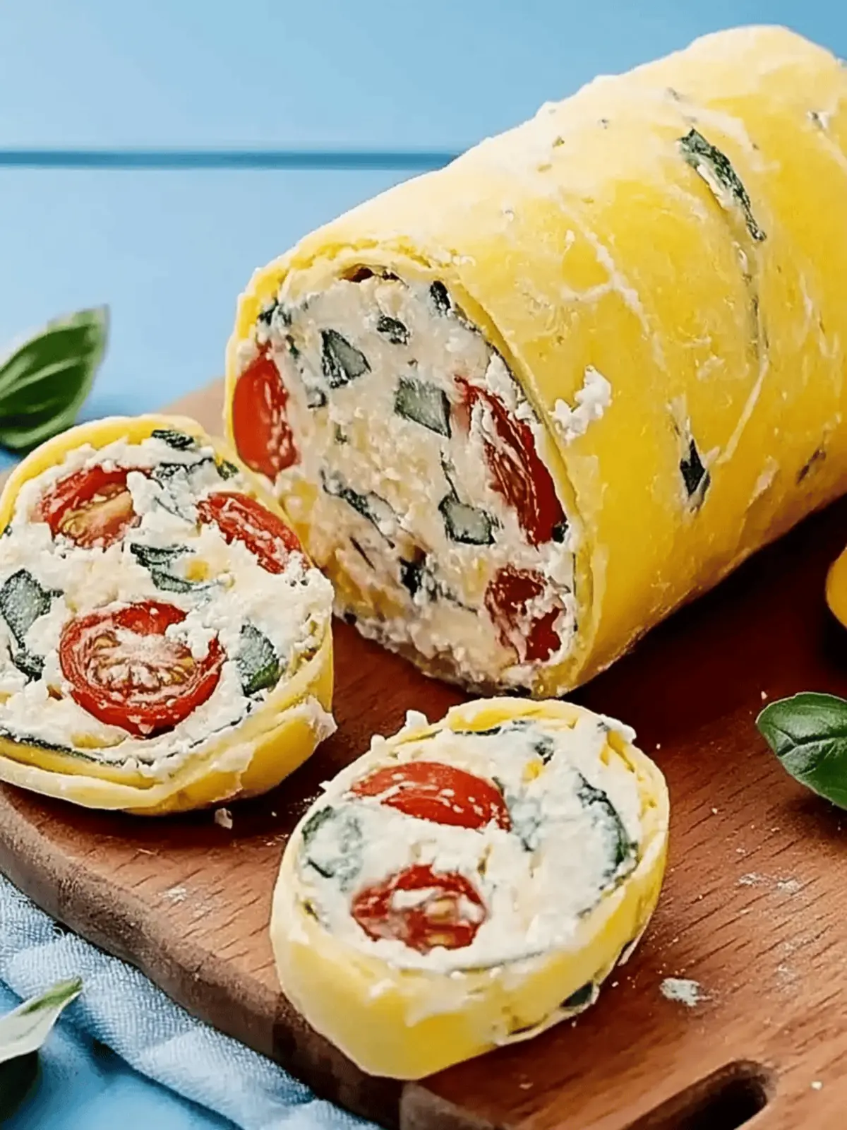 Zucchini-Rolle mit Feta und Tomaten
