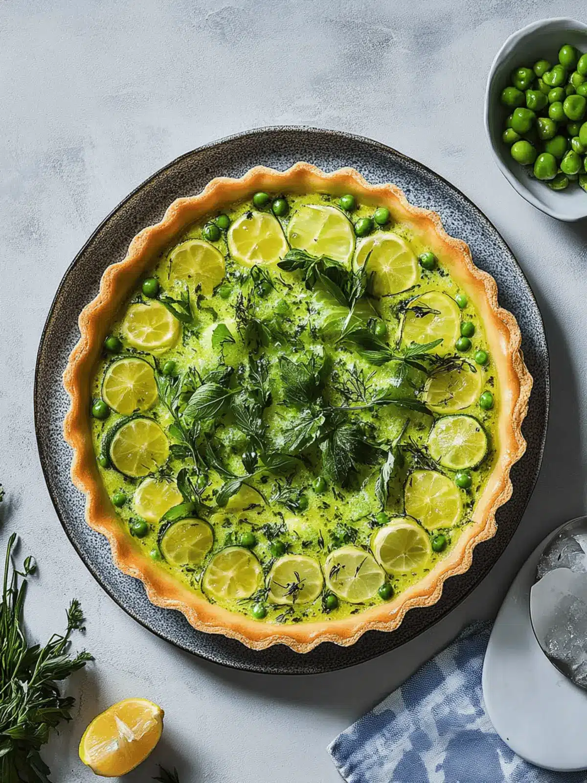Grüne Frühlings-Quiche mit Erbsen und Kartoffeln