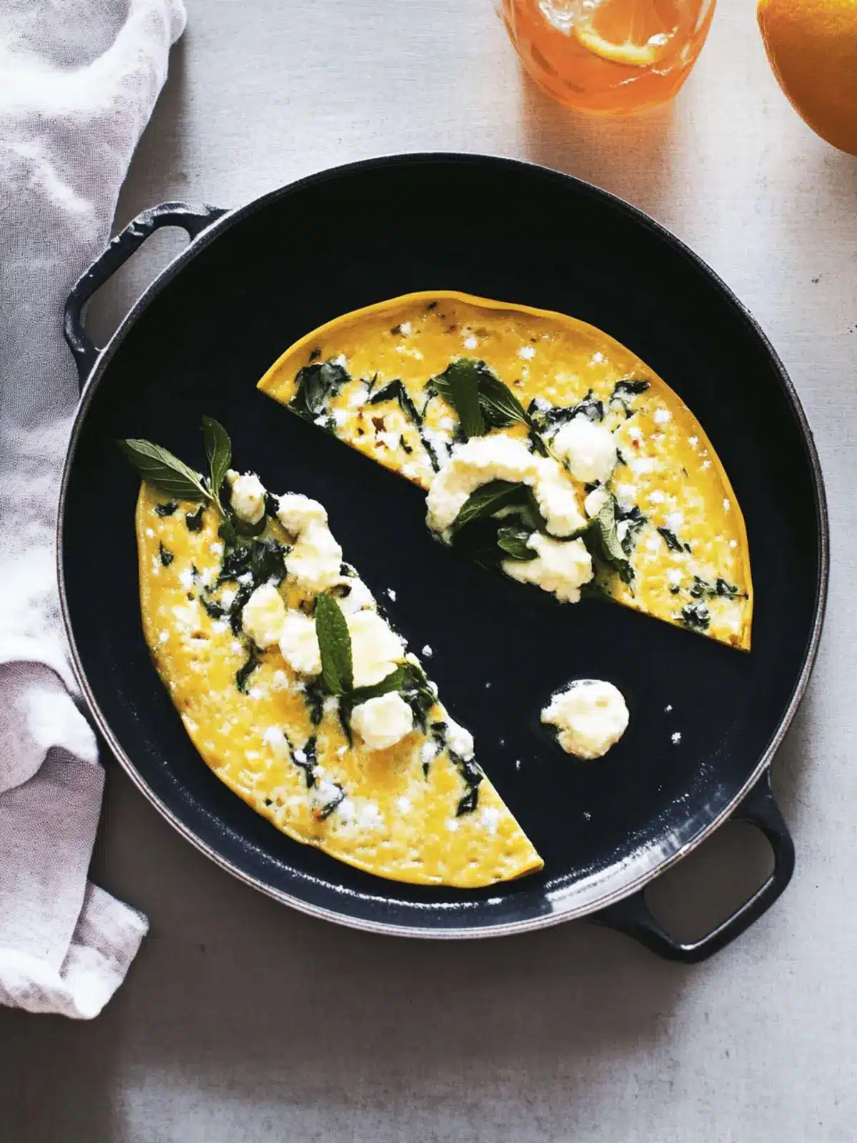 Omelett mit Spinat und Feta