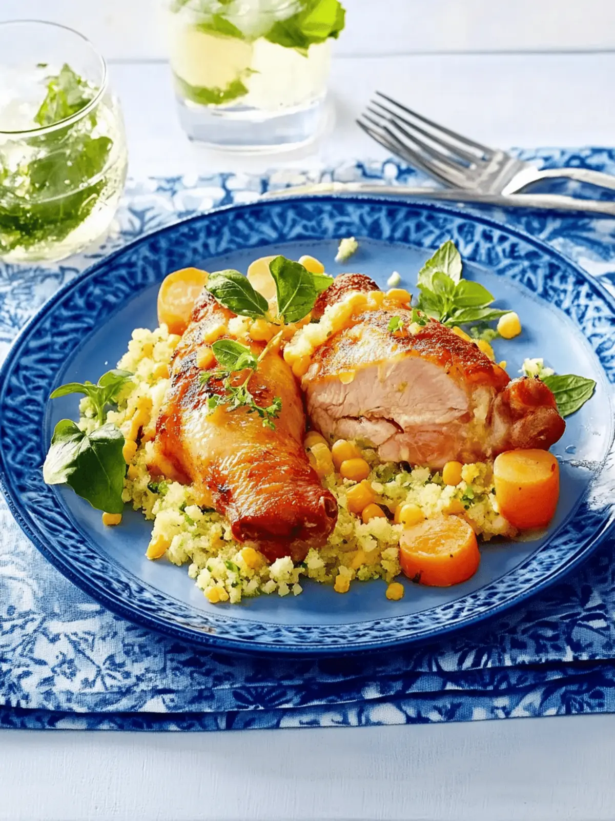 Stuffed chicken thighs with beans and bulgur salad