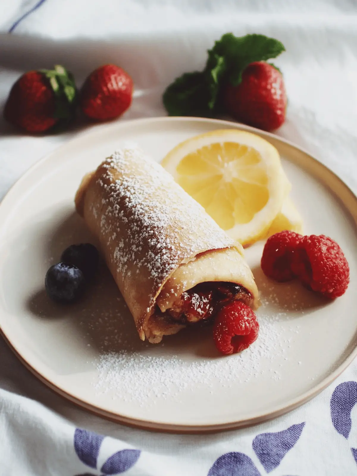 Filled whole grain pancake with banana and chocolate