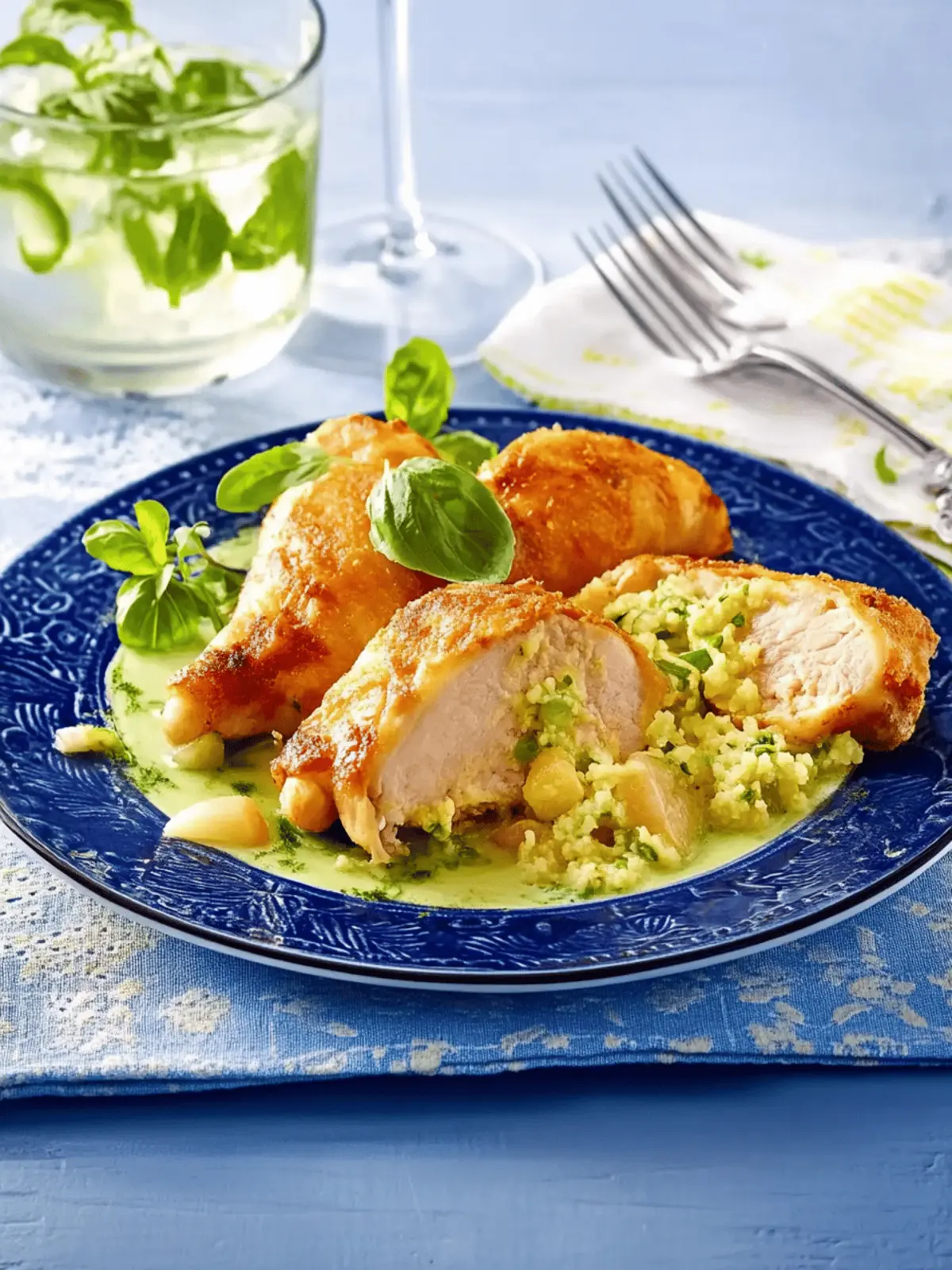 Stuffed chicken thighs with beans and bulgur salad