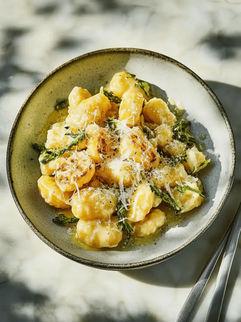 Gnocchi with peas and Parmesan
