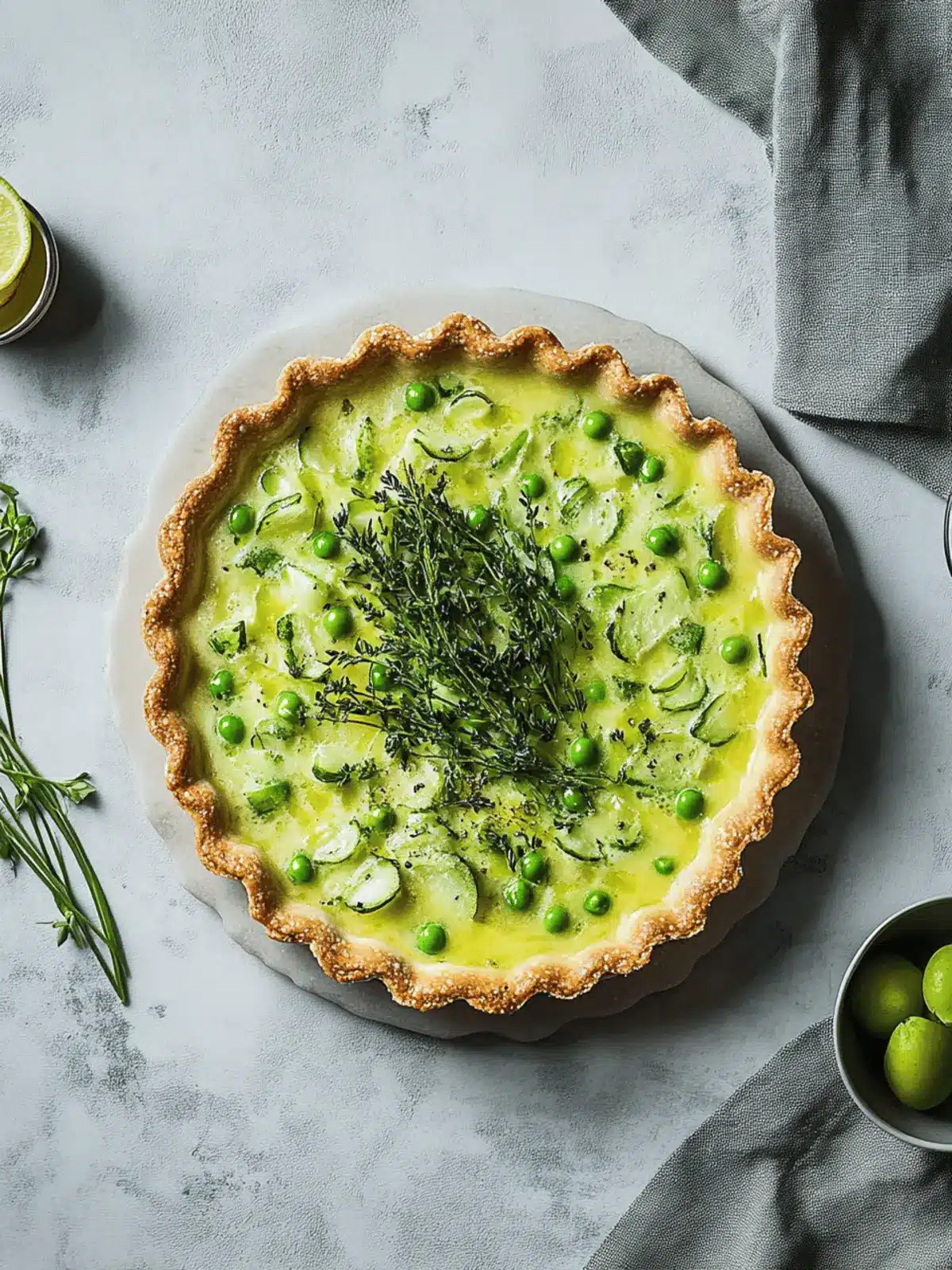 Grüne Frühlings-Quiche mit Erbsen und Kartoffeln