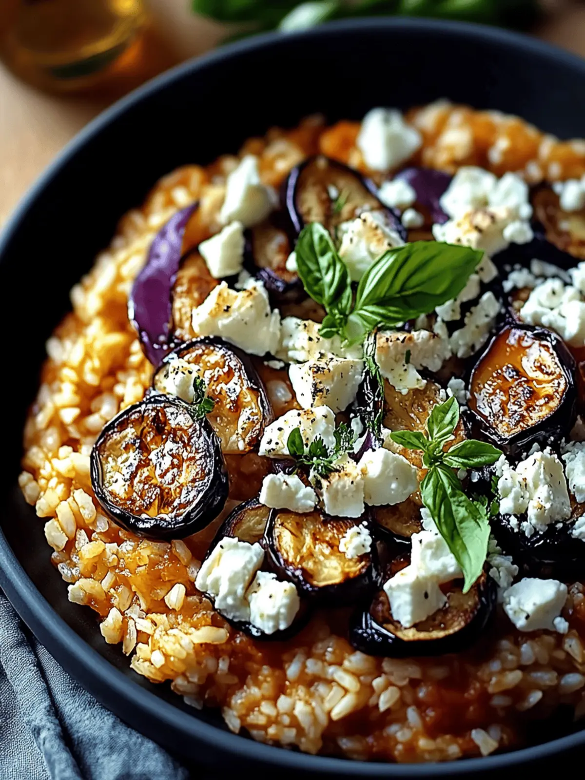 Auberginen Reispfanne mit Feta