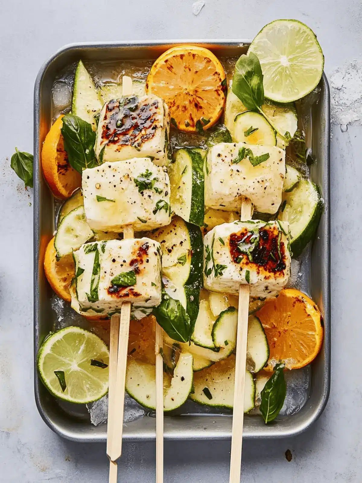 Grilled Halloumi-Zucchini Skewers
