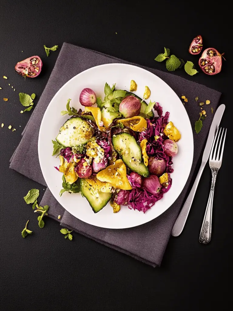 Rotkohlsalat mit gegrillter Avocado