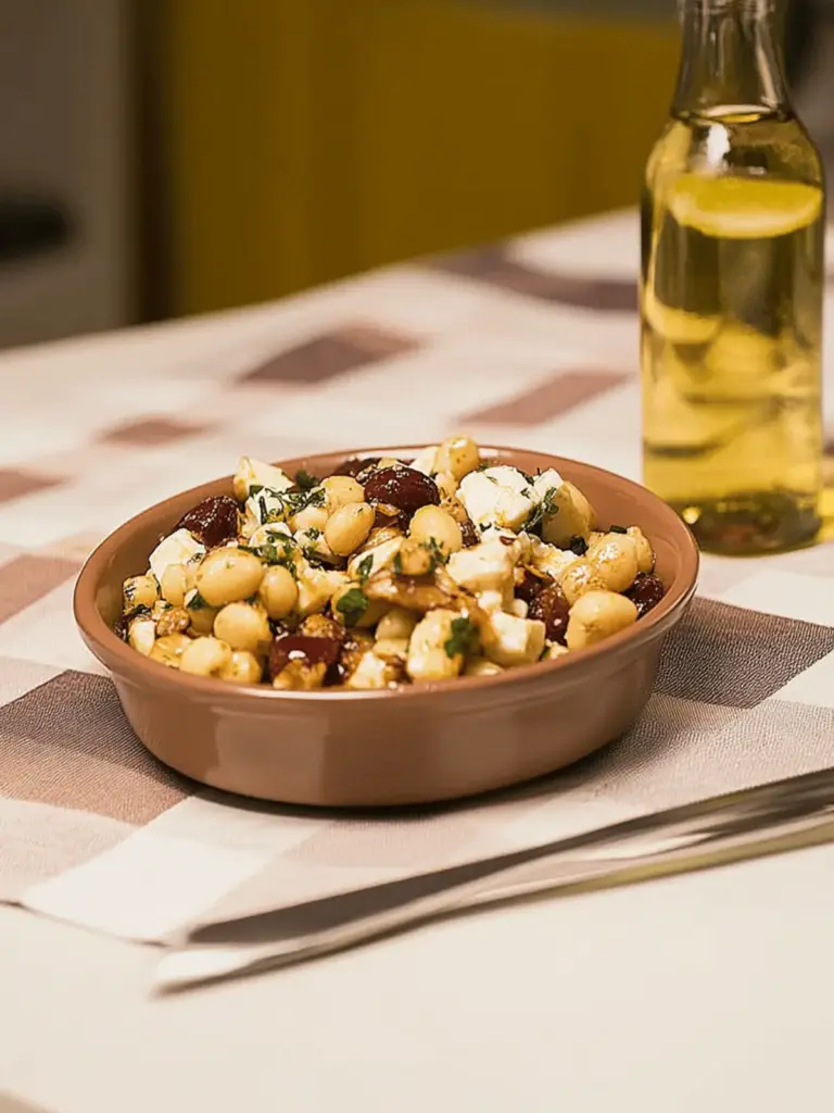 Chickpea salad with dried tomatoes and feta