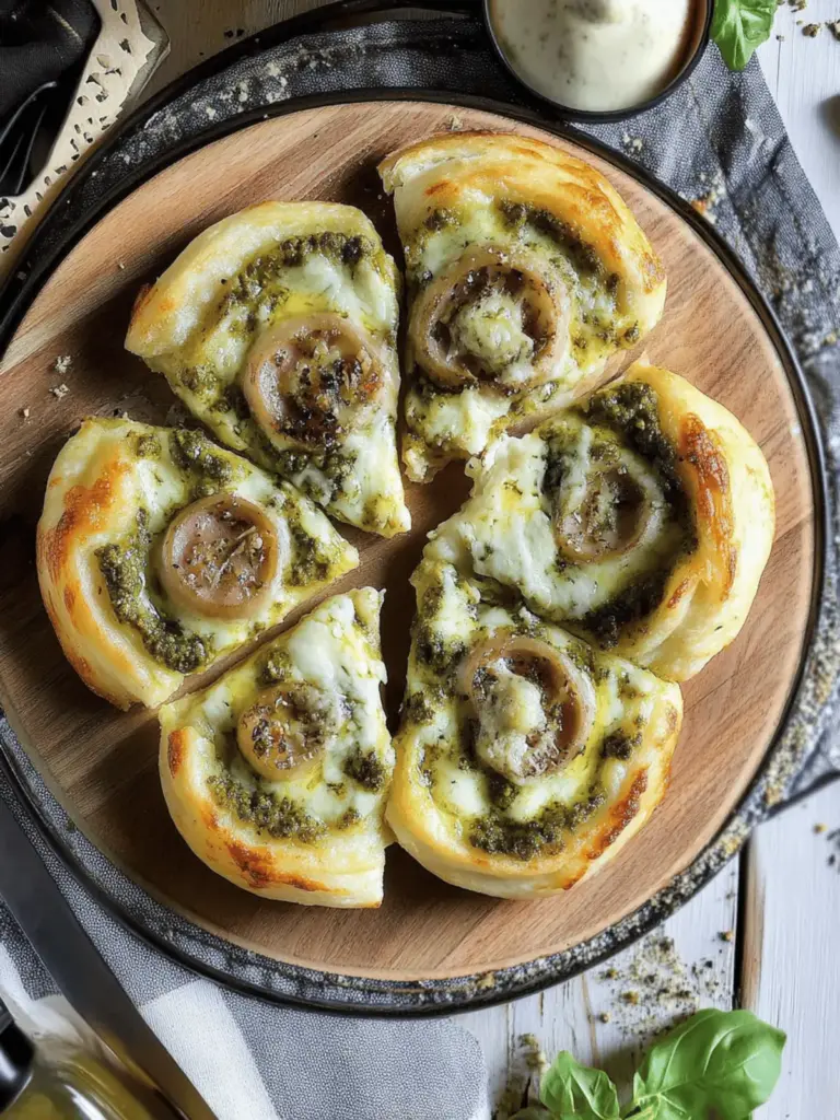 Pizzaschnecken mit Pesto und Mozzarella