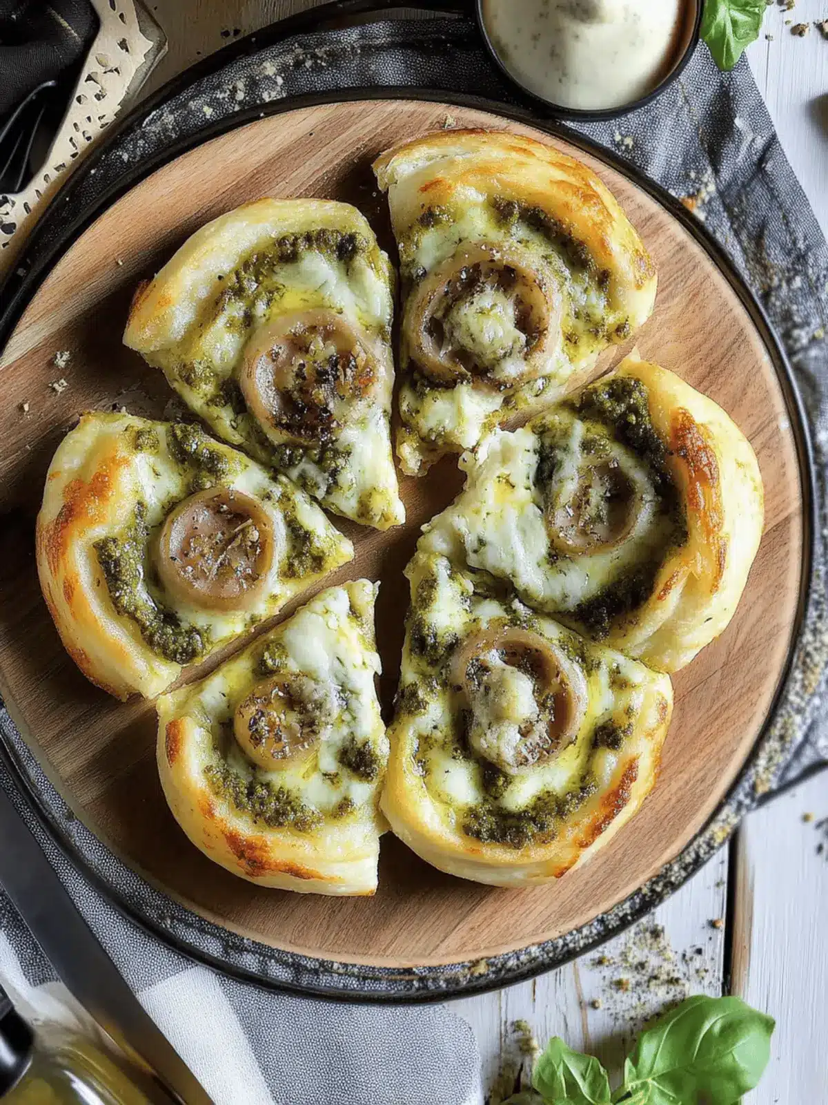 Pizzaschnecken mit Pesto und Mozzarella