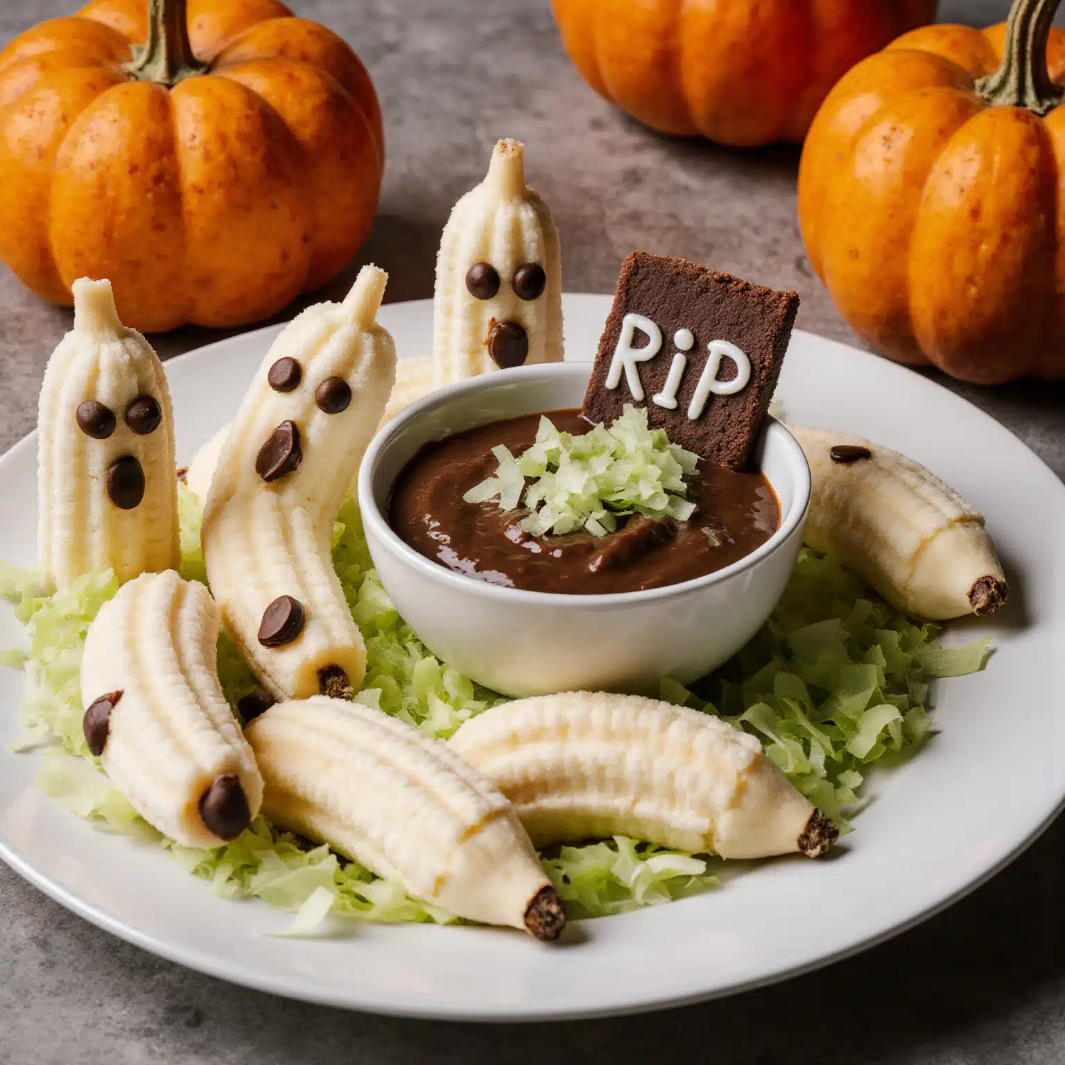 BananGeister mit Schokoladen-Süßkartoffeldip für Halloween 3 BananGeister mit Schokoladen-Süßkartoffeldip für Halloween