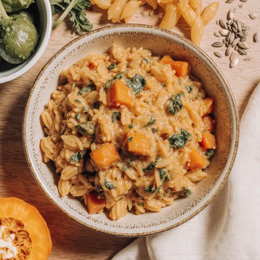 Ein-Topf-Orzo-Rezept mit Kürbis und Spinat