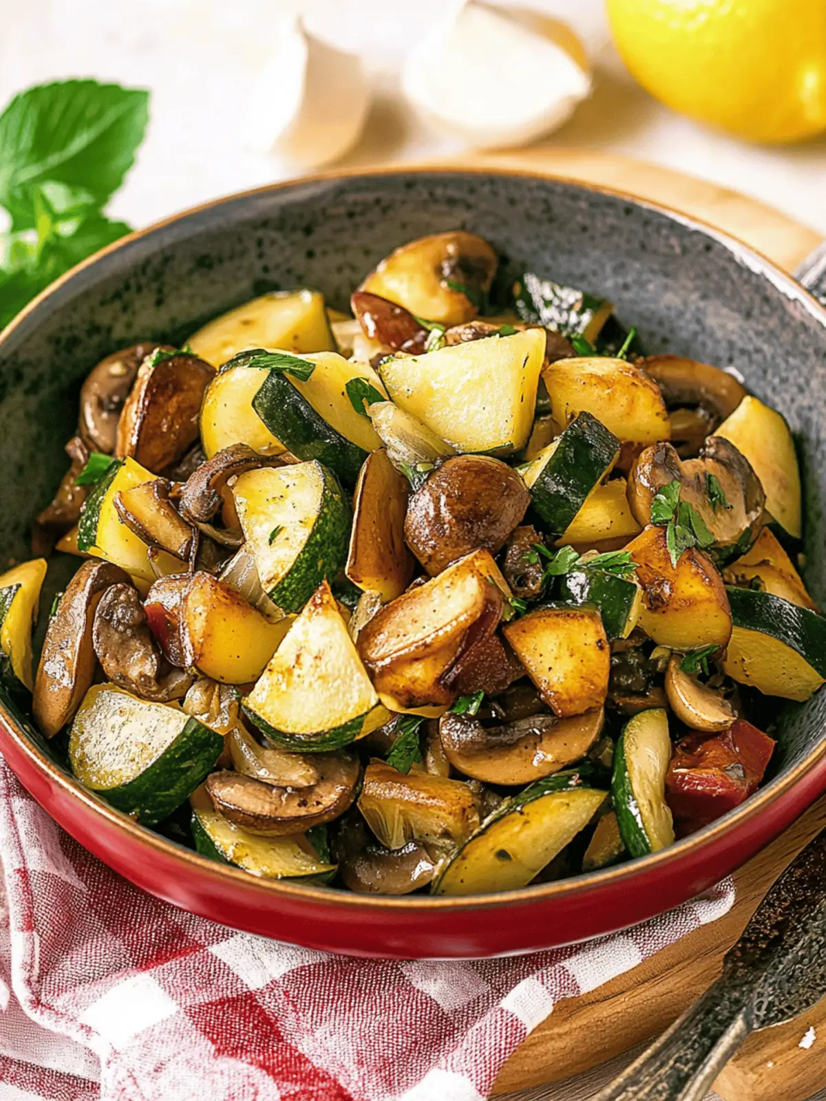 Würzige Pilz-Zucchini-Pfanne für ein schnelles Abendessen 2 Würzige Pilz-Zucchini-Pfanne