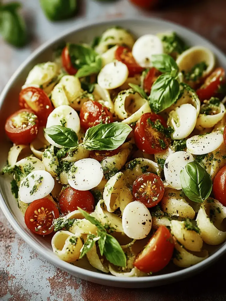 Italienischer Nudelsalat mit Mozzarella und Tomaten